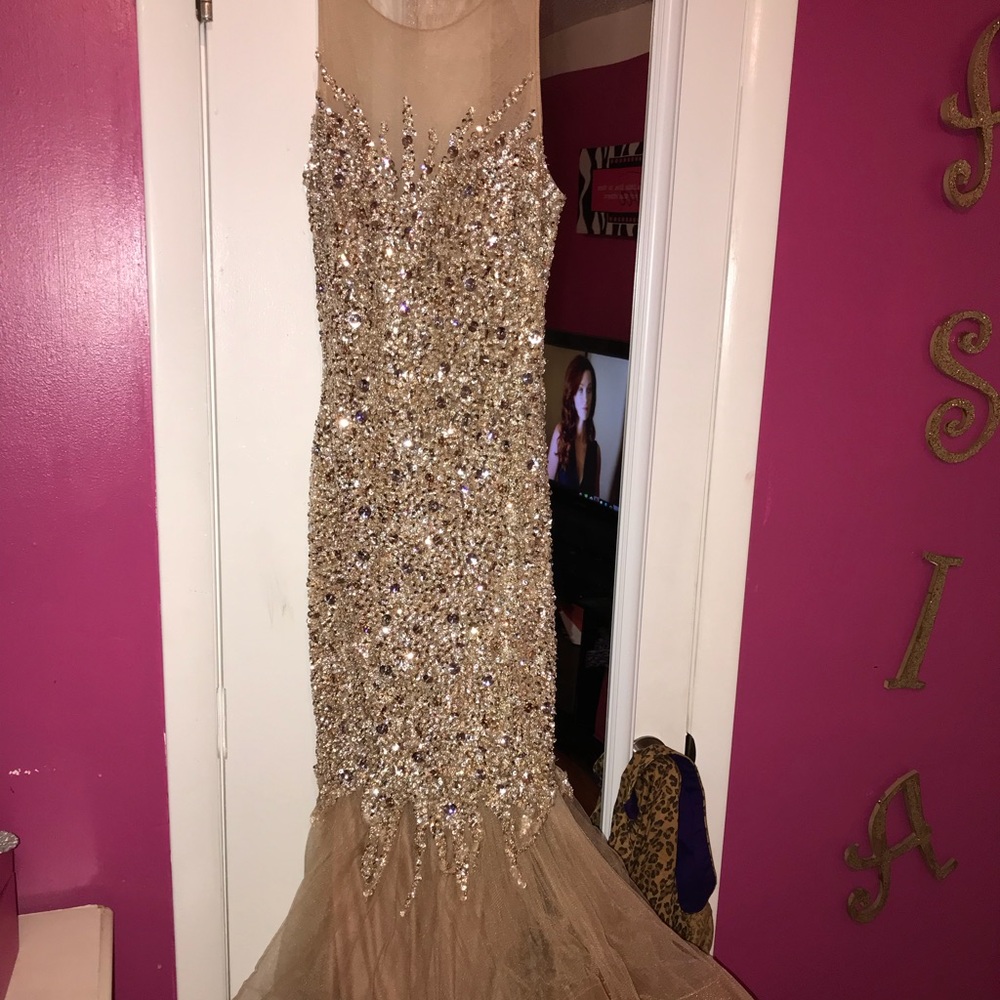 Nude & silver Prom/ Sweet 16 Dress - Picture 6 of 8